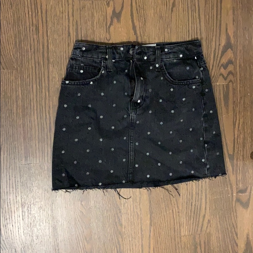 Black Denim Skirt with paint detailing